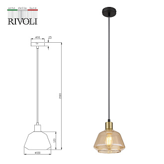 Светильник 18*18*150 см, 1*Е27 подвесной Rivoli Ada 3195-201, черный, бронза