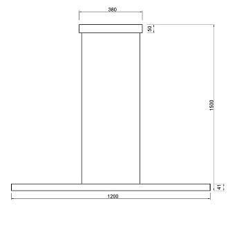 Подвесной светильник 120*8*15-150 см, *LED*24W, 3000K, Mantra Lineal MAN9035, черный