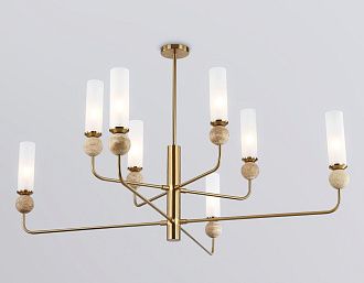Люстра на штанге с мрамором **55-144,5 см, 8*E14*40W, K, Ambrella Light High Light LH53252, латунь