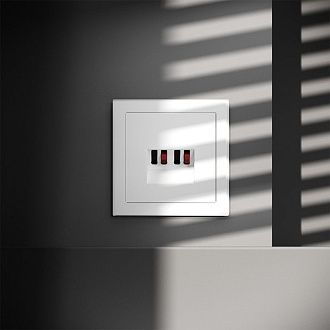 Розетка акустическая встраиваемая Voltum S70 4-местная, белый матовый пластик Soft touch VLS060302