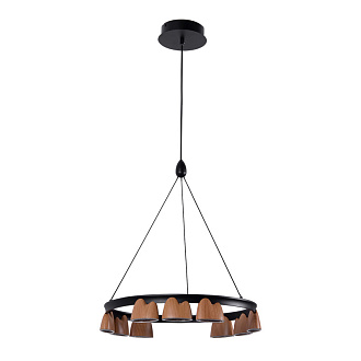 Подвесная люстра 48*161 см, 39.6W, Favourite Interline 4266-9P матовый черный, прозрачный акрил с узором, текстура дерева