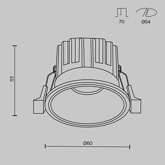 Встраиваемый светильник 6*6*5,3 см, LED, 7W, 4000К, Maytoni Technical ROUND DL058-7W4K-BS латунный, вр 5,4 см