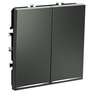 Выключатель встраиваемый Voltum S70 двухклавишный с подсветкой 10А, титан пластик Soft touch VLS020206