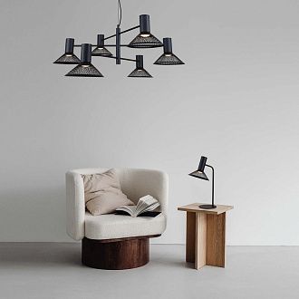 Подвесная люстра 90*57-147 см, 8*LED, 6W, 3000K, F-Promo Metrics 4623-8P, черный матовый