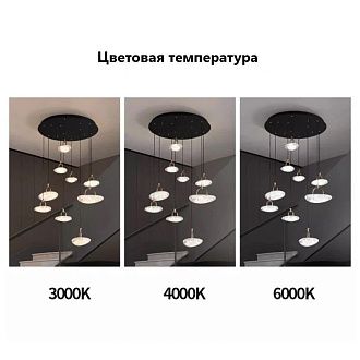 Люстра 2326-7, D500 / Н160 LED, 75W, K, Alva Donna, Чёрный матовый