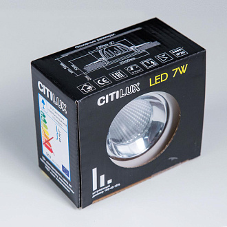 Встраиваемый светильник 9 см, 7W, 3500К, Citilux Альфа CLD001KNW0, белый, вр 8 см