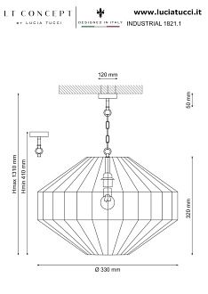 Люстра *33*131 см, 1*E27*60W, Lucia Tucci Industrial INDUSTRIAL 1821.1, черный