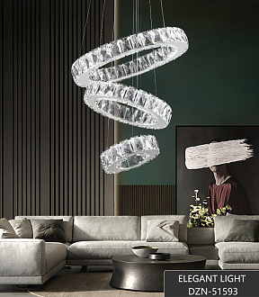 Светильник DZN-51593 ХРОМ  D400+300+200/H1500/1/LED/..W/4500K 24-11