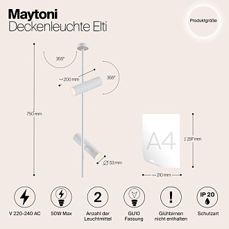Подвесной светильник Maytoni Elti C021CL-02W белый