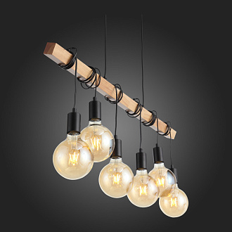 Светильник подвесной 85*4 см,  EVOLUCE BAGETTI SL1142.403.06 Черный, Светлое дерево