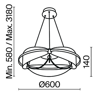 Подвесная люстра 60*60*318 см, LED, 45W, 3000К, Maytoni Breeze MOD281PL-L45BS3K латунный