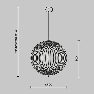 Подвесной светильник  50 см, E27 1 40W, К, Черный Maytoni Roots MOD197PL-01W1