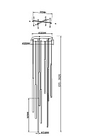 Каскадная люстра 35*35*352,5 см, LED, 46W, 3000К, Maytoni Light stick MOD236PL-L54BS3K латунный
