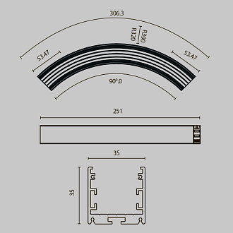 Радиусный профиль ALM-3535R-B-D-90°-0.3M 3,5*3,5*30,63 см, Maytoni Led Strip черный