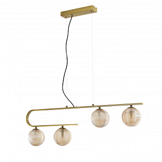 Подвесная люстра Favourite Idem 2723-4P, L870*W120*H305/1500, латунь, плафоны из рифленого стекла янтарного цвета