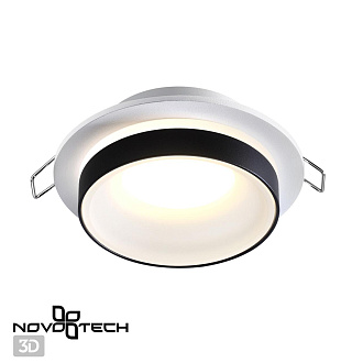 Встраиваемый светильник 10/7 см, GU10, IP44 Novotech WATER 370784 белый/черный, вр 7 см