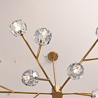 Люстра на штанге Boule De Cristal Round Chandelier 18 120*120*30 см, 18*G9*40W, ImperiumLoft 40.1218, Латунь
