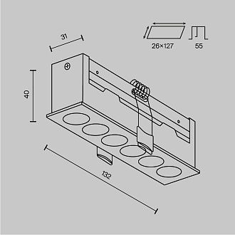 Встраиваемый светильник DL065-12W3-6K-W 13,15*3,1*-3,95 см, *LED*12W, 6000K, Maytoni technical Points DL065-12W3-6K-W, Белый, вр 2,6*12,7 см