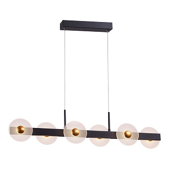 Подвесная люстра 91*8*184,5 см, 31.8W, Favourite Solskin 4317-6P матовый черный, латунь, прозрачный акрил