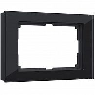 W0081108 Рамка для двойной розетки  Favorit, черный,стекло Werkel, 4690389160226
