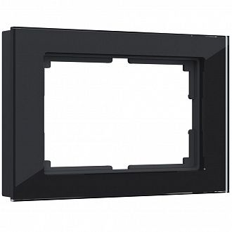 W0081108 Рамка для двойной розетки  Favorit, черный,стекло Werkel, 4690389160226