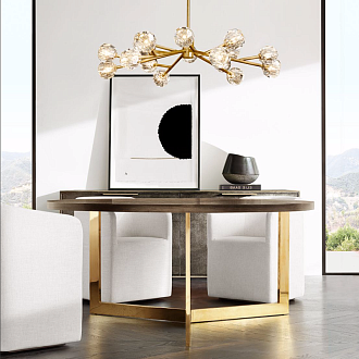 Люстра на штанге Boule De Cristal Round Chandelier 18 120*120*30 см, 18*G9*40W, ImperiumLoft 40.1218, Латунь