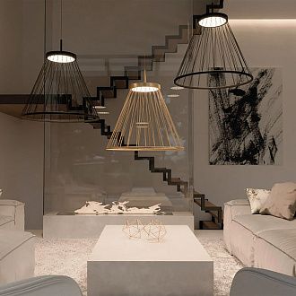 Подвес 60*40-150 см, 6*LED, 16W, 4000K, Favourite Fibra 4633-6P, золотой матовый