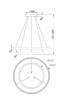Светильник 80 см, 88W, 4000K Maytoni Rim MOD058PL-L74B4K, черный