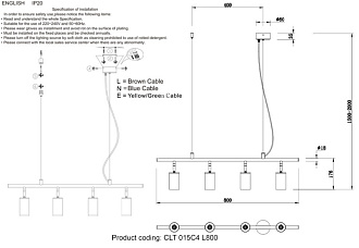Светильник потолочный 80*6 см, Crystal Lux RIVO SP4 L800 BL Черный