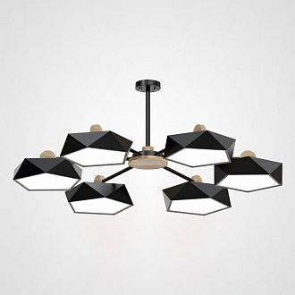 Потолочная люстра GEOMETRIC CH 6 102*102*16 см, 6*LED*2W, ImperiumLoft GEOMETRIC-CH01, Чёрный, Дерево
