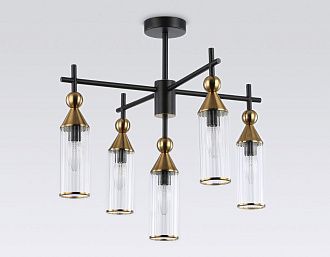 Люстра на штанге **-52 см, 5*E14*40W, K, Ambrella Light High Light LH55256, черный, латунь