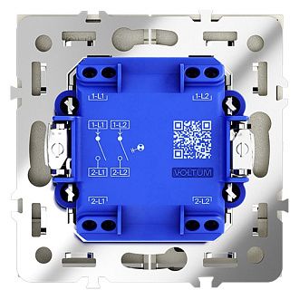Выключатель встраиваемый Voltum S70 двухклавишный с подсветкой 10А, сталь пластик Soft touch VLS020205