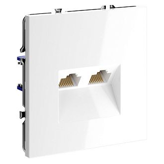 Розетка компьютерная встраиваемая Voltum S70 двойная RJ45+RJ45 кат.6, белый  пластик  VLS060201