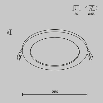 Светильник, 17/15,5 см, 12W, 2800-6000К, 1100Lm Maytoni Stockton DL016-6-L12W, встраиваемый LED белый, вр 15,5 см