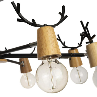 Люстра потолочная LOFT IT Sven 10024/8 Black, диаметр 85 см, черный-дерево