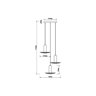 Подвесной светильник  40*172 см, 3*E27 черный, золото Vele Luce Gustoso VL5892P13