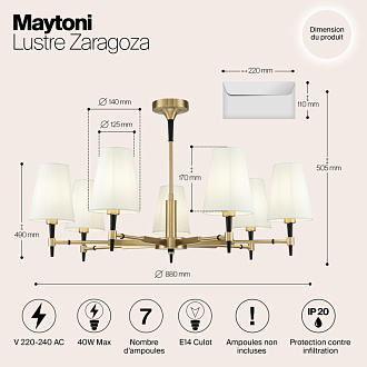 Подвесная люстра Maytoni Zaragoza H001CL-07BS, латунь, диаметр 88см