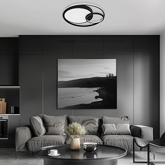 Потолочный светодиодный светильник с регулировкой яркости и цветовой температуры 50*8 см, 129W, 3300-4200-6500 К Eurosvet 90254/1 черный a057128