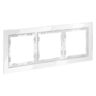 Рамка стеклянная Voltum S70 на 3 поста, белый, стекло Стекло/пластик  VLS110301