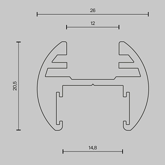 Шинопровод накладной/подвесной для трековых светильников 2,6*300*2,05 см,  Maytoni Technical Busbar trunkings Basity TRX172-R-113B черный