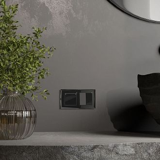 W1171248 Розетка влагозащ. с зазем. с защит. крышкой и шторками, черный акрил Werkel, 4690389197734