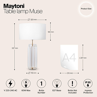 Светильник 53 см, Maytoni Muse MOD304TL-01G, золото
