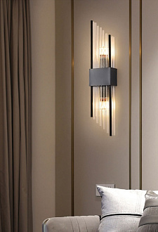 Светильник настенный ElegantLight DZN-4437 BLACK/ЧЕРНЫЙ D110/H600/2/G9/20W NEAT 24-03
