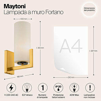 Настенное бра Maytoni Fortano MOD089WL-01BS, латунь