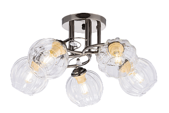 Люстра Ø500 x H250, мм, 5*40W (200W), PEARL BLACK (ЖЕМЧУЖНО-ЧЕРНЫЙ) Rilon 06382/5 PEARL BLACK