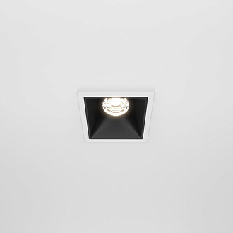 LED светильник 7 см, 10W, 4000K, Maytoni Downlight Alfa LED DL043-01-10W4K-SQ-WB, белый-черный, вр 5,5*5,5 см