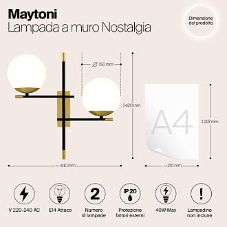 Бра Maytoni Nostalgia MOD048WL-02G, черный-золото