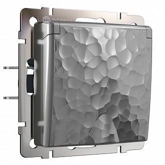 W1271206 Розетка влагозащ. с зазем. с защит. крышкой и шторками, hammer серебряный Werkel, 4690389162862