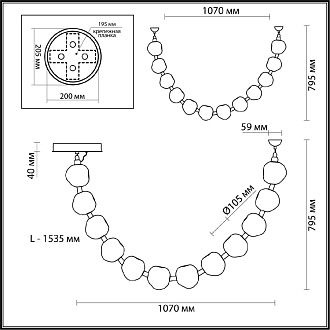 Светильник 154 см, 48W, 4000K, Odeon Light Jemstone 5085/48L, золото