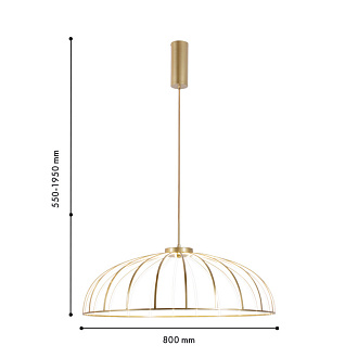 Подвесная люстра 80*195 см, 70W, Favourite Vertex 4286-8P Матовая латунь и белый акрил